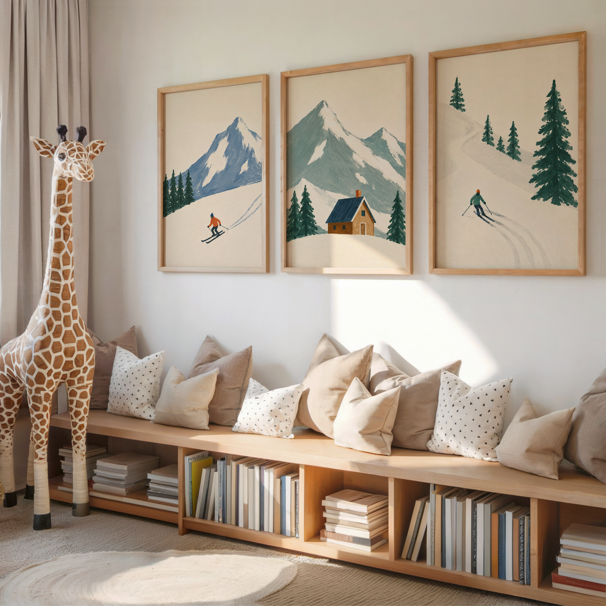 Skiing Mountain Wall Art Poster