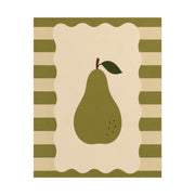 Green Pear Illustration Rolled Poster | Minimal Fruit Wall Art