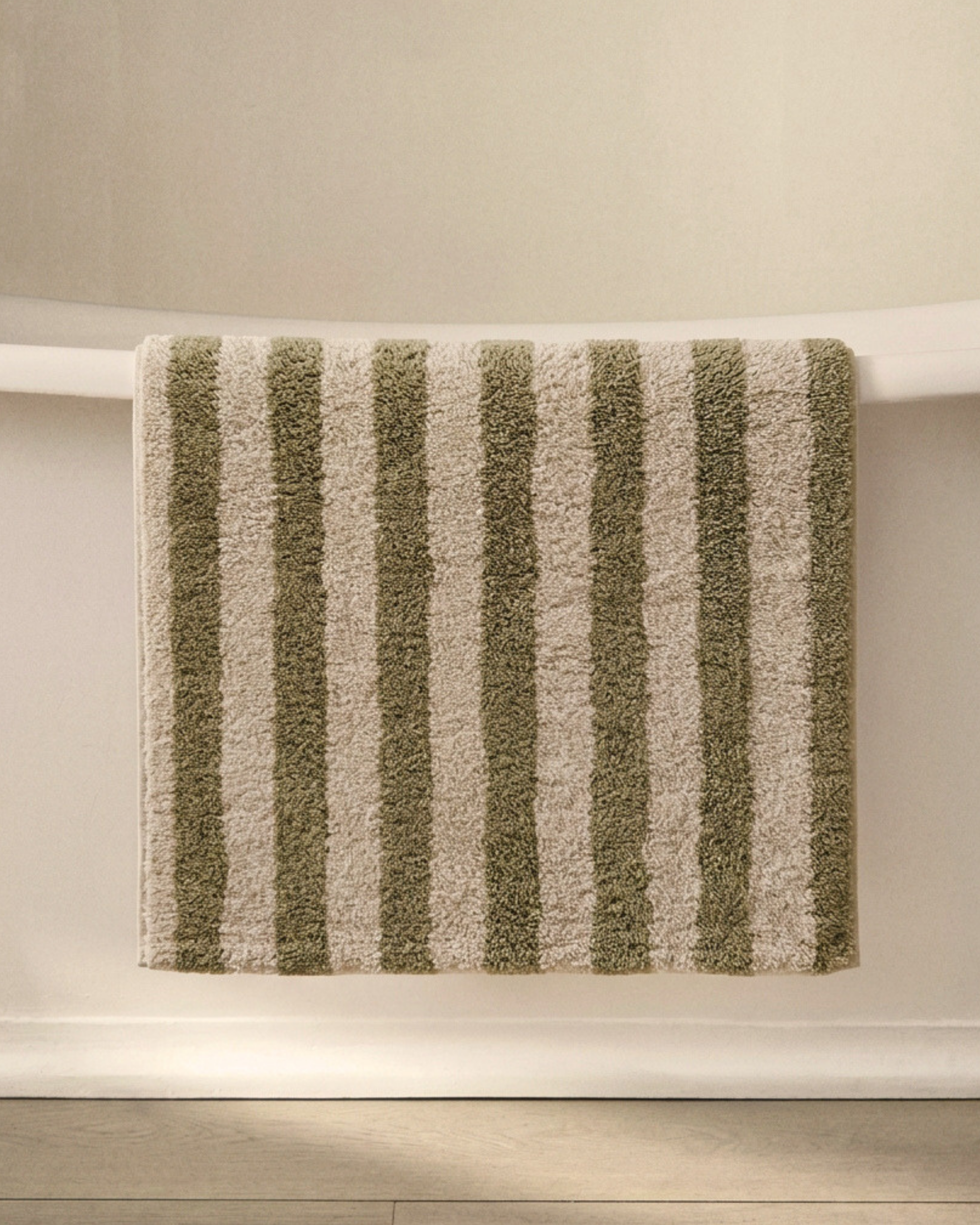 Olive Stripe Bath Mat