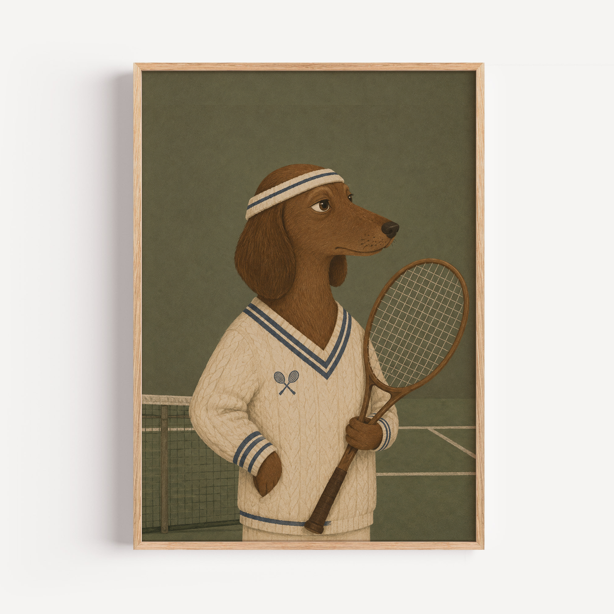 Tennis Dachshund Wall Art Poster