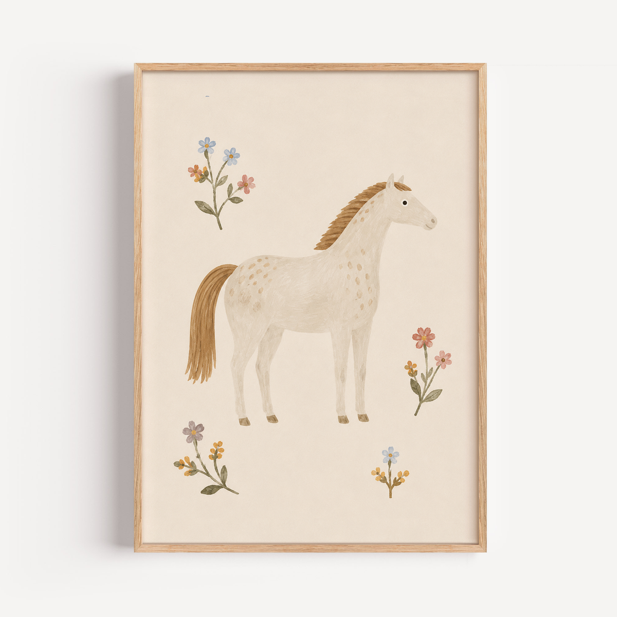 Floral Horse Wall Art Poster