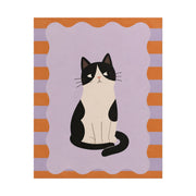 Black and White Cat Illustration Rolled Poster | Cute Cat Wall Art