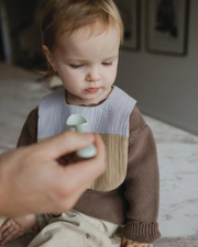 Baby Bib - Purple & Khaki