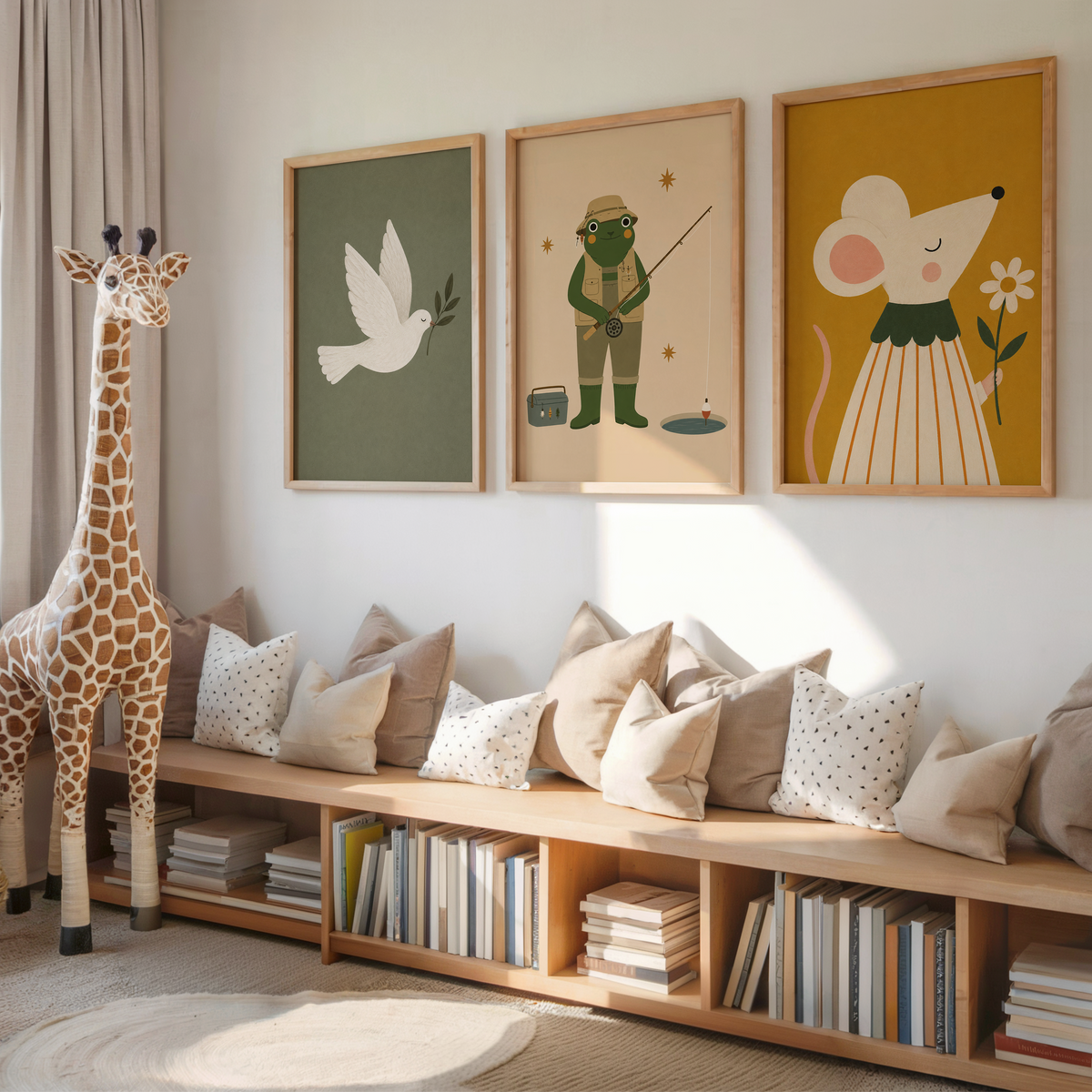 Fishing Frog Wall Art Poster