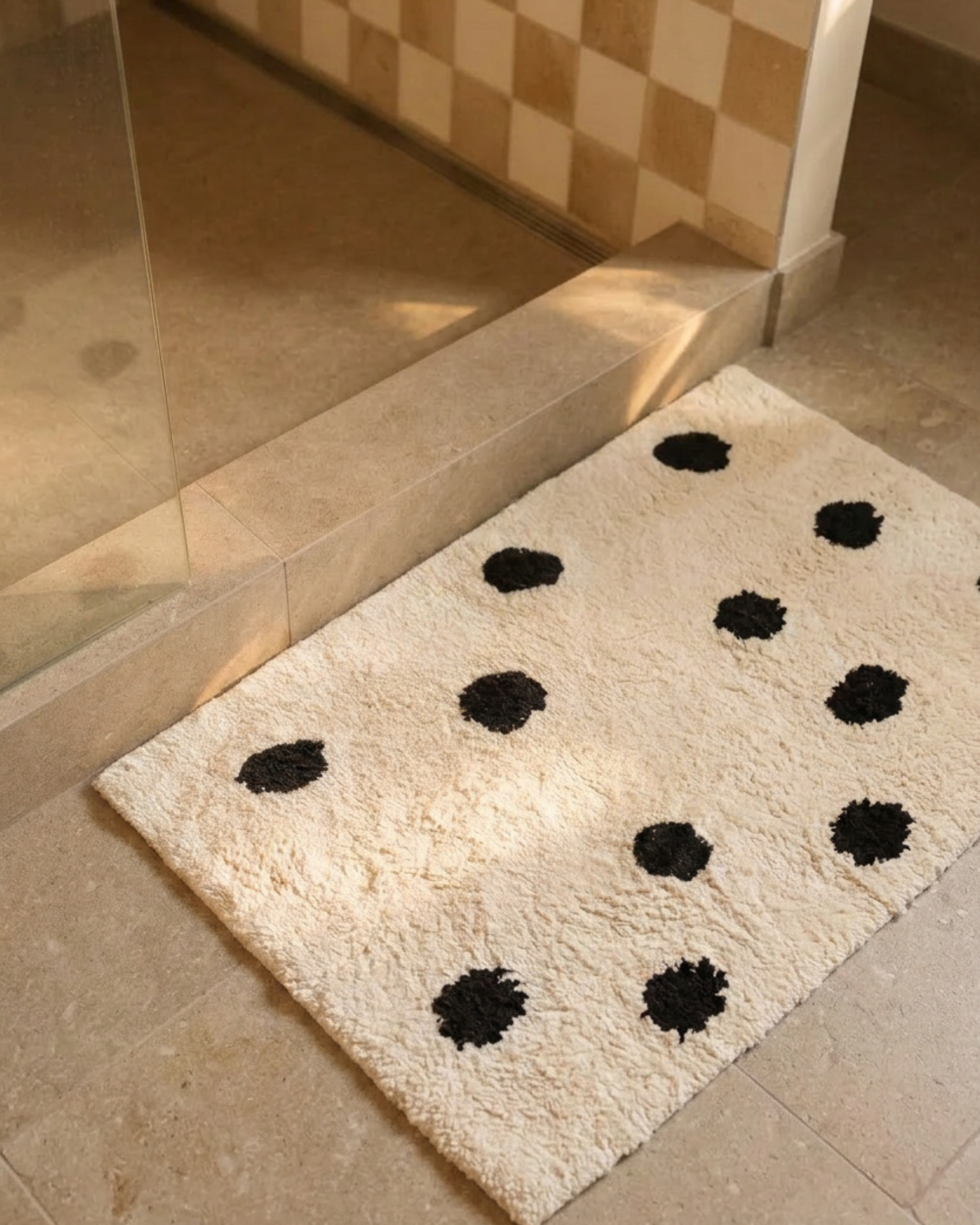 Cream Polka Dot Bath Mat