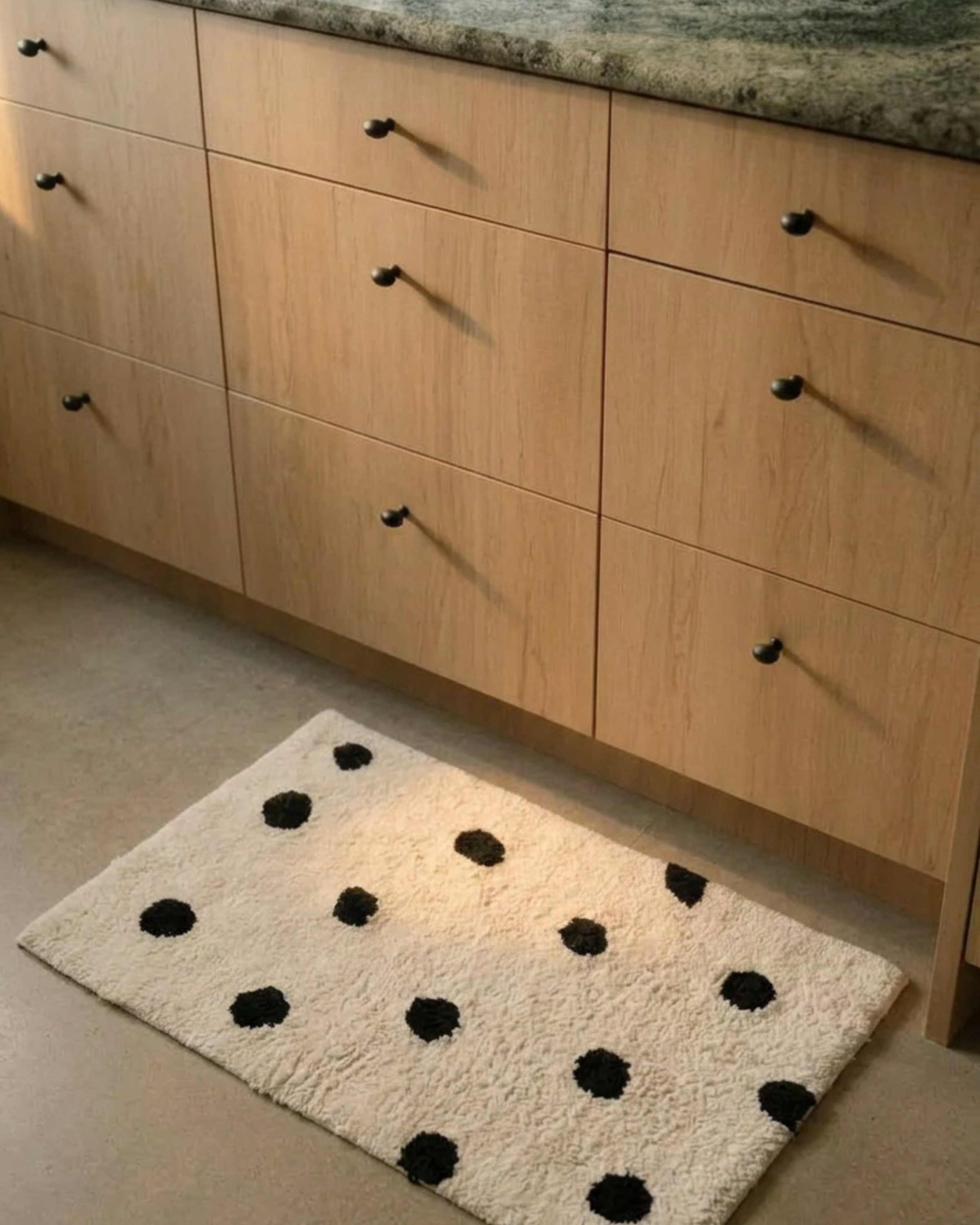 Cream Polka Dot Bath Mat