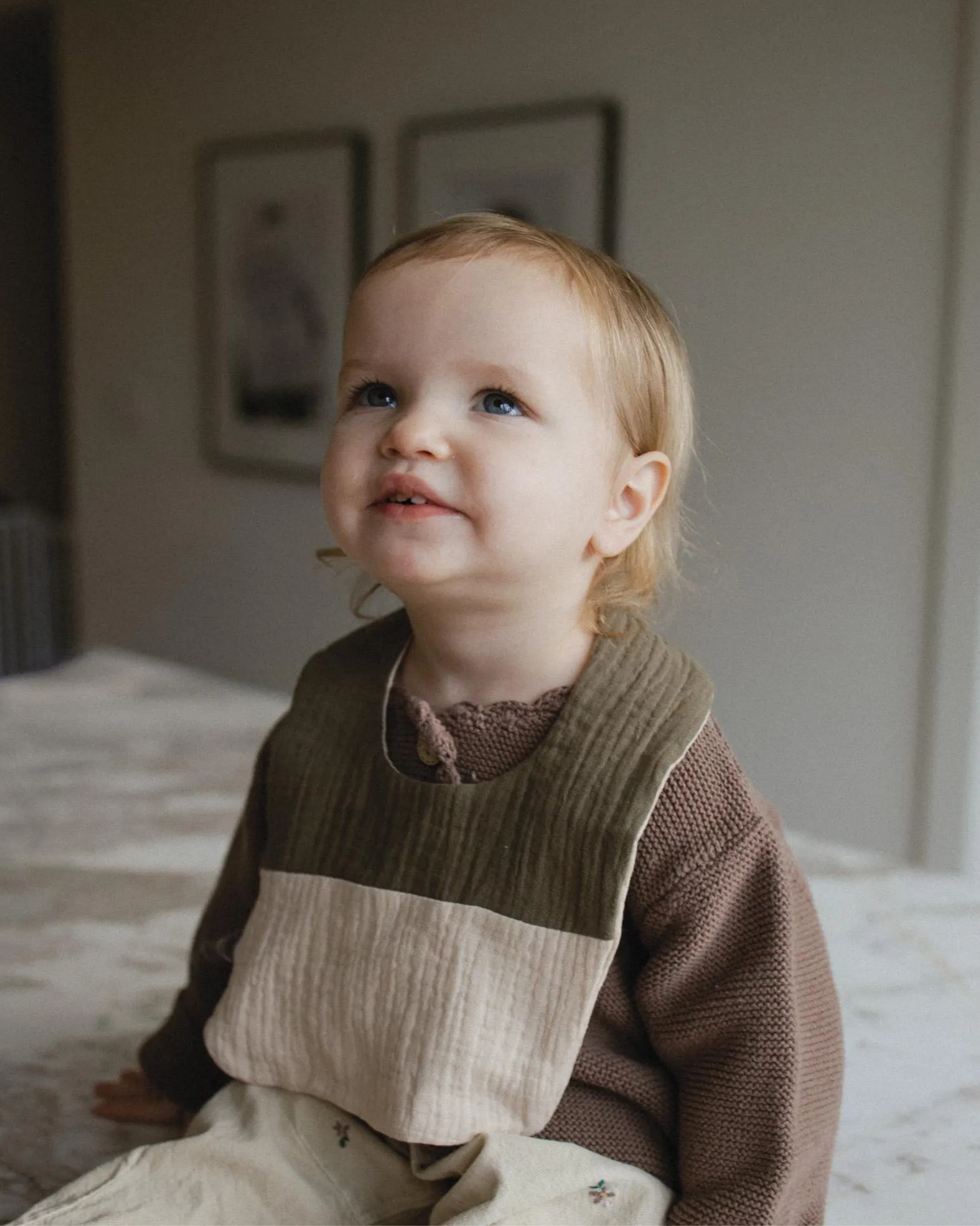 Baby Bib - Olive & Sand