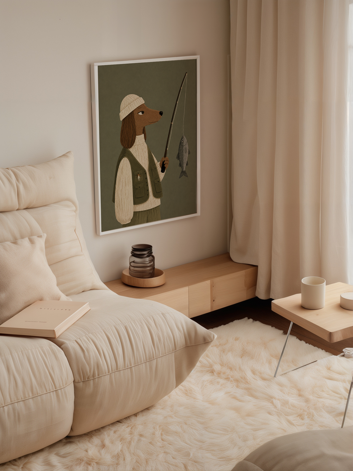 Fishing Dachshund Wall Art Poster