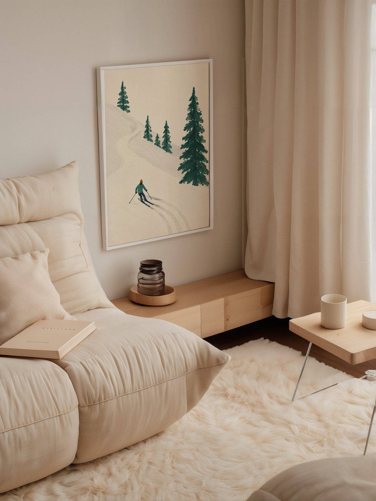Skiing Mountain Wall Art Poster