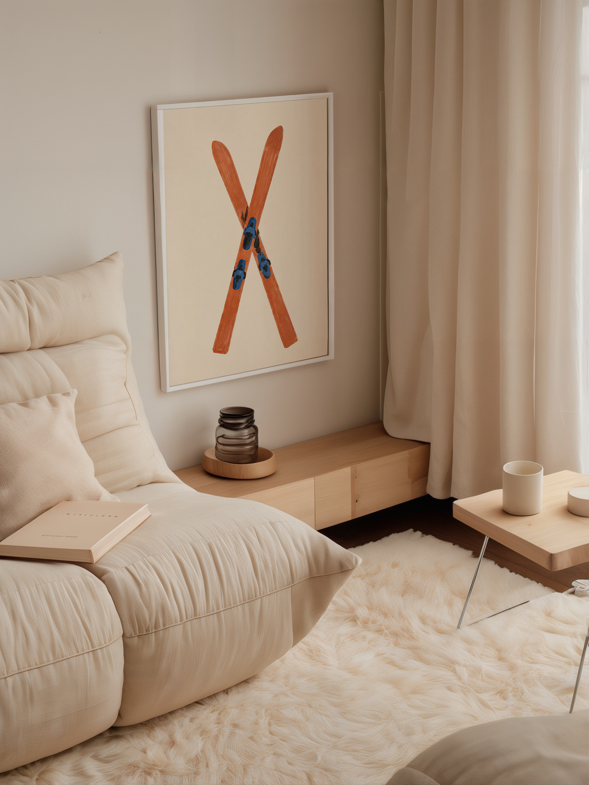 Crossed Ski Wall Art Poster
