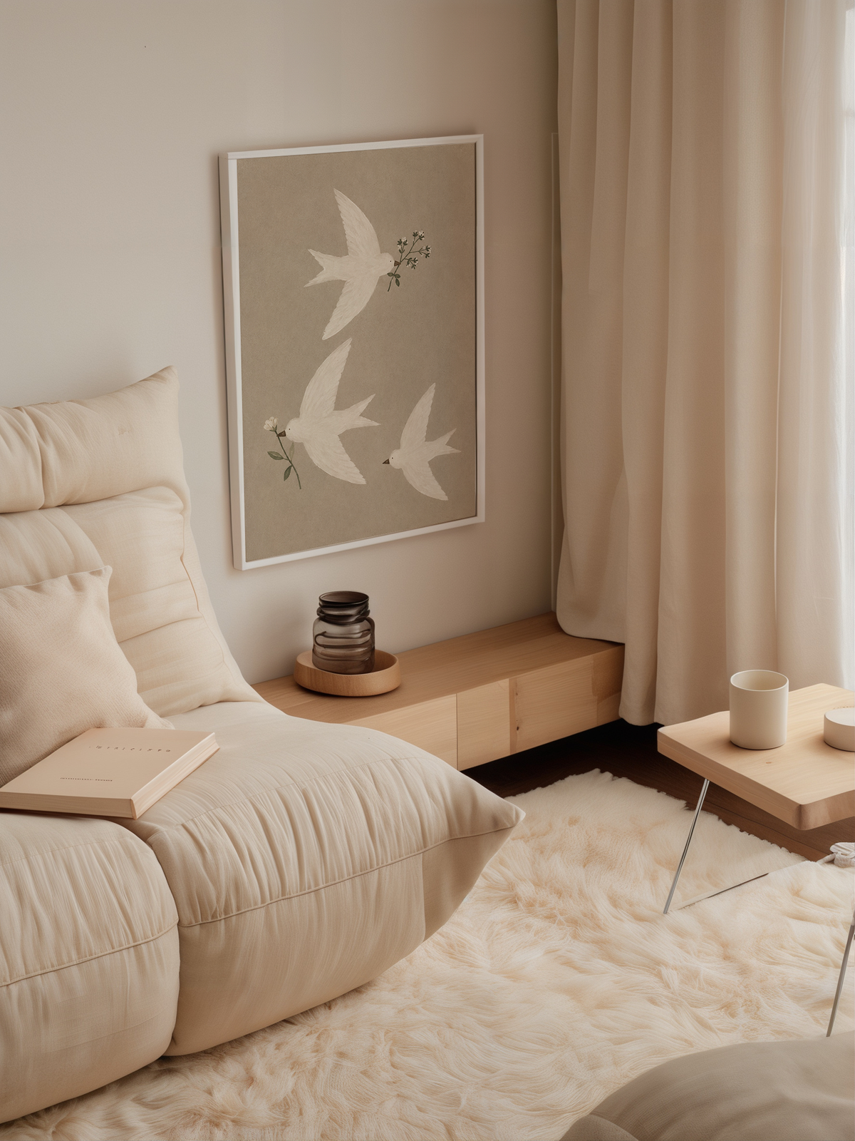 Bird Wildflower Wall Art Poster