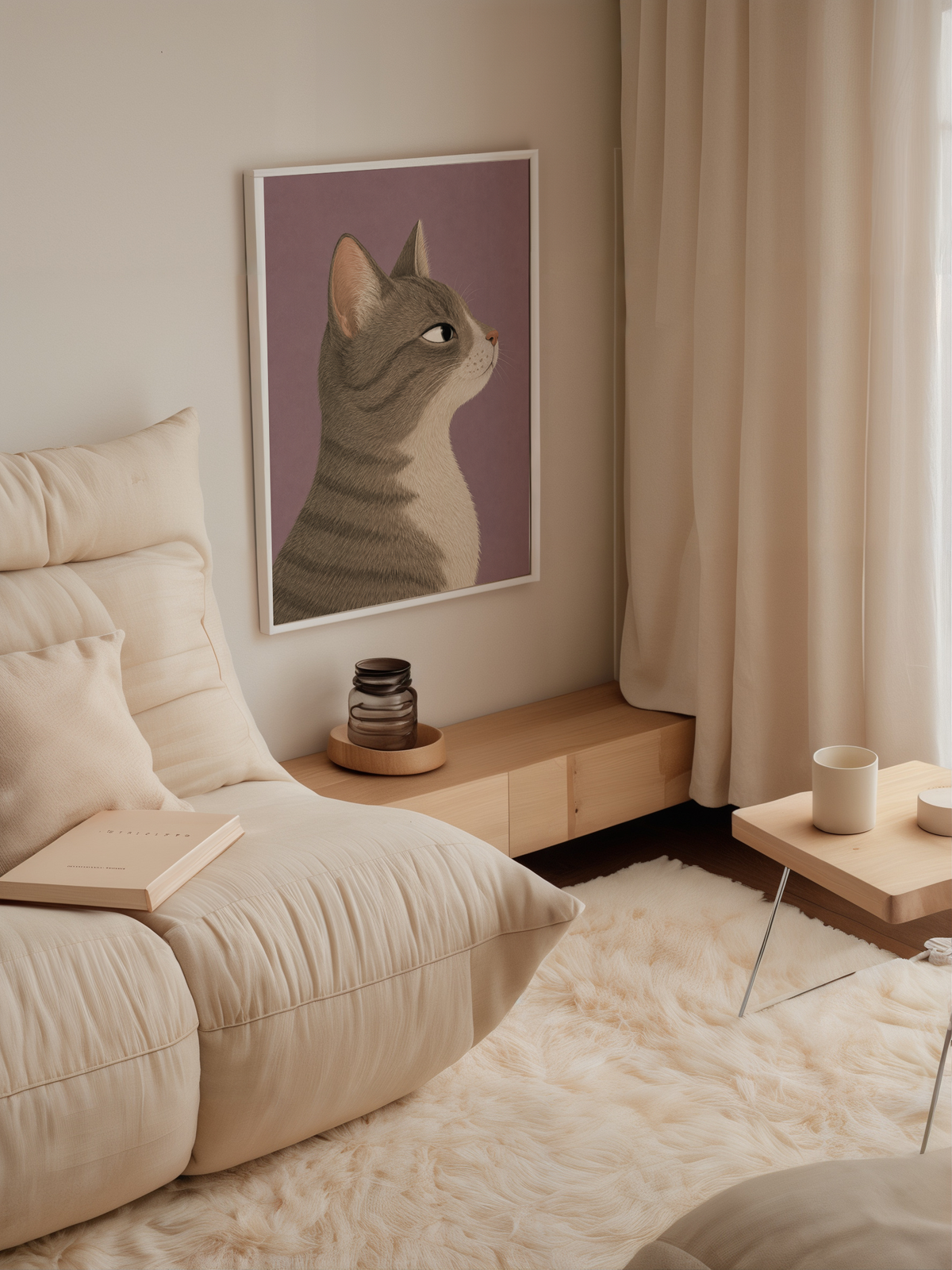 Gray Tabby Cat Wall Art Poster