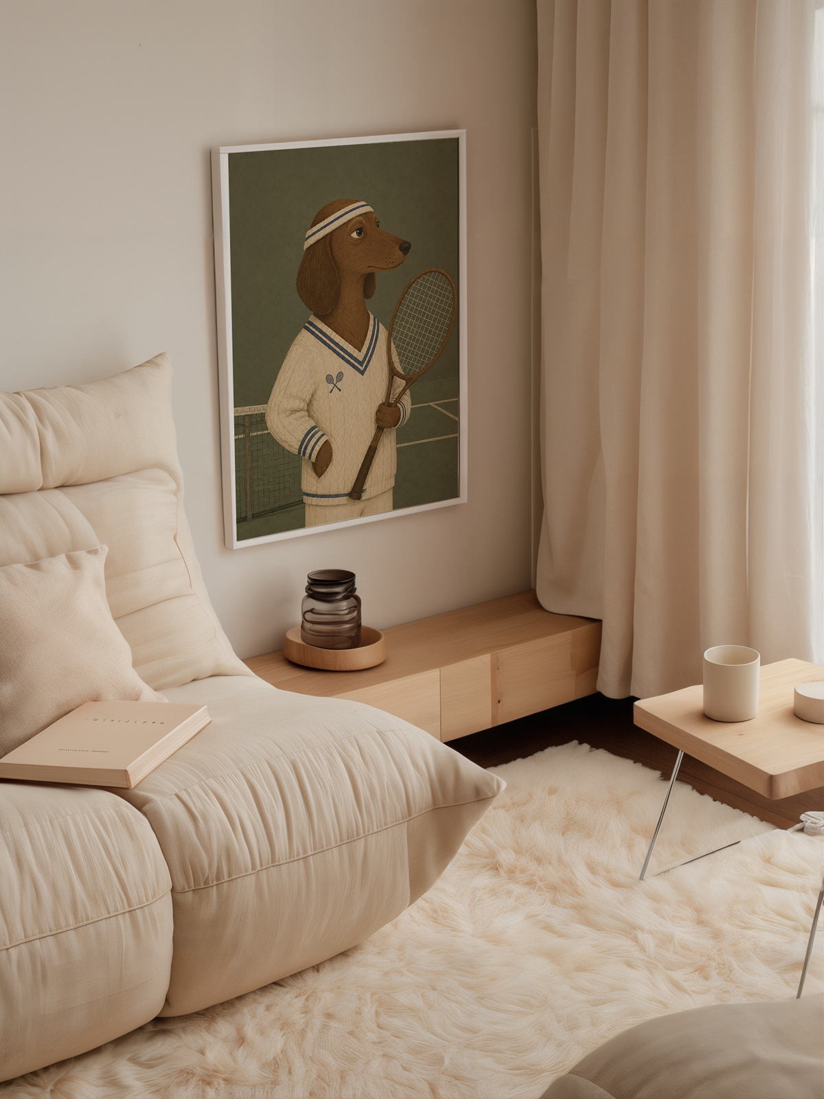 Tennis Dachshund Wall Art Poster