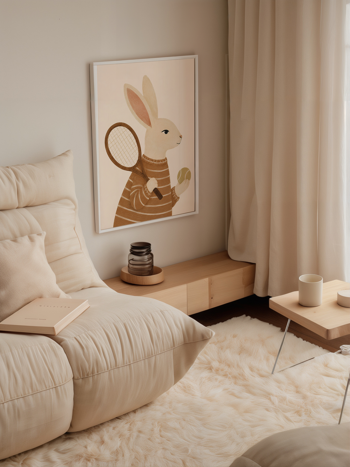 Bunny Tennis Wall Art Poster