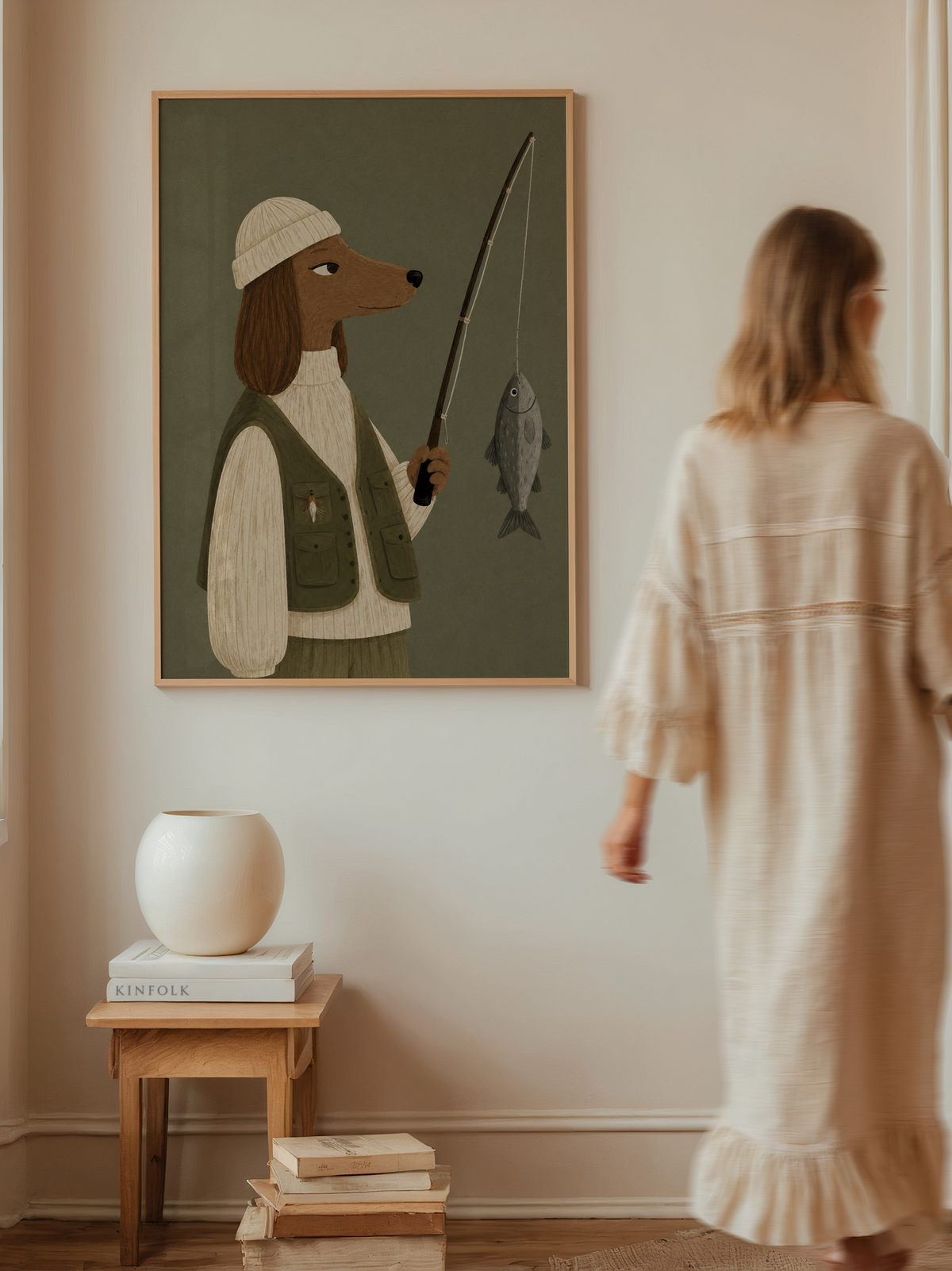 Fishing Dachshund Wall Art Poster