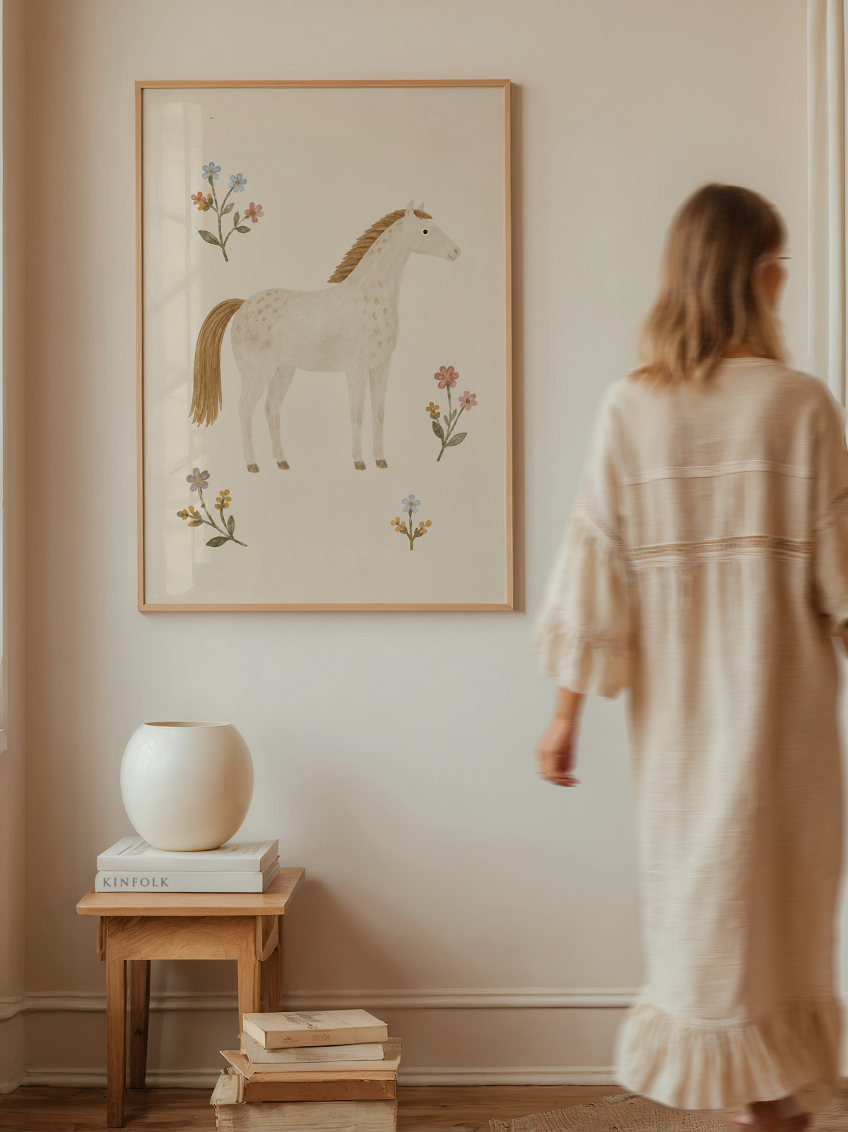 Floral Horse Wall Art Poster