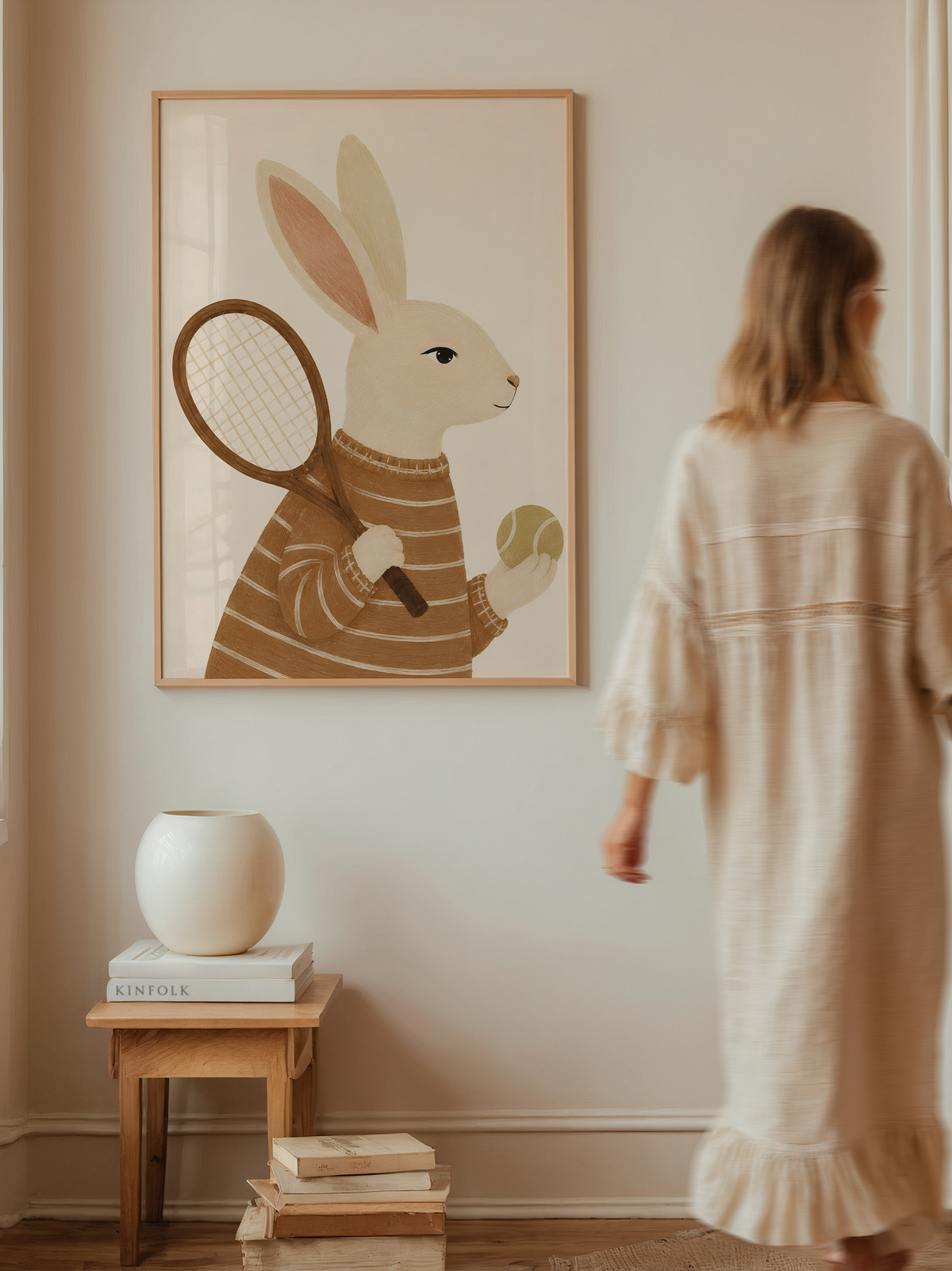 Bunny Tennis Wall Art Poster