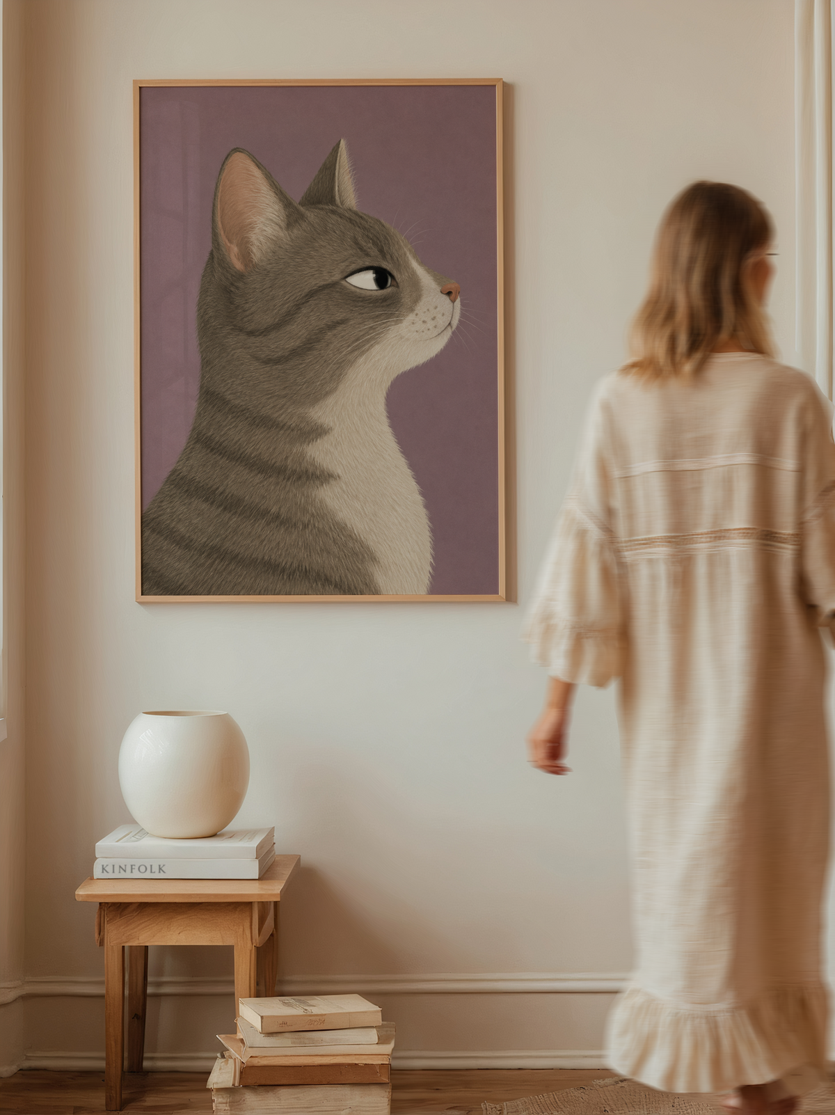 Gray Tabby Cat Wall Art Poster