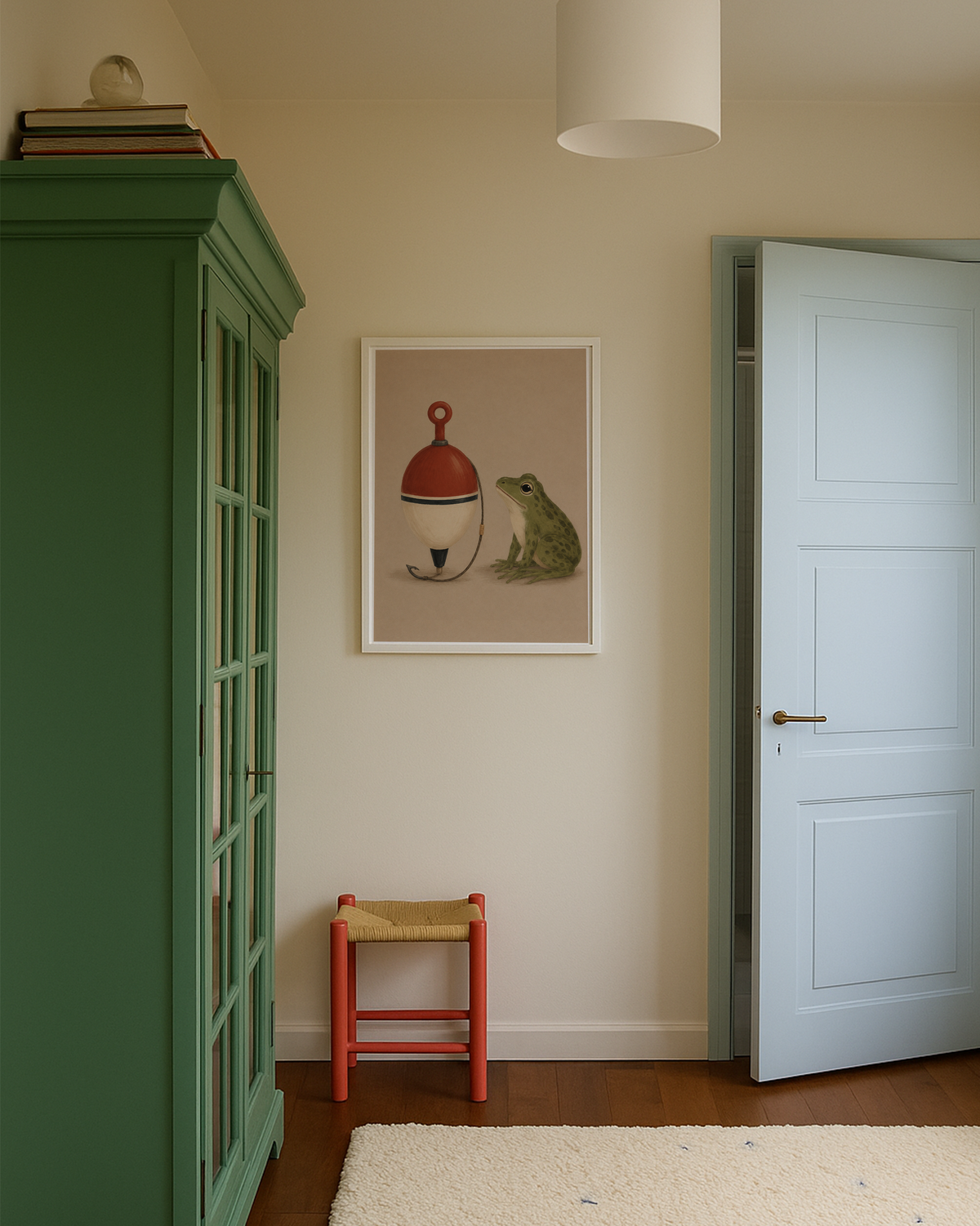 Fishing Frog Wall Art Poster