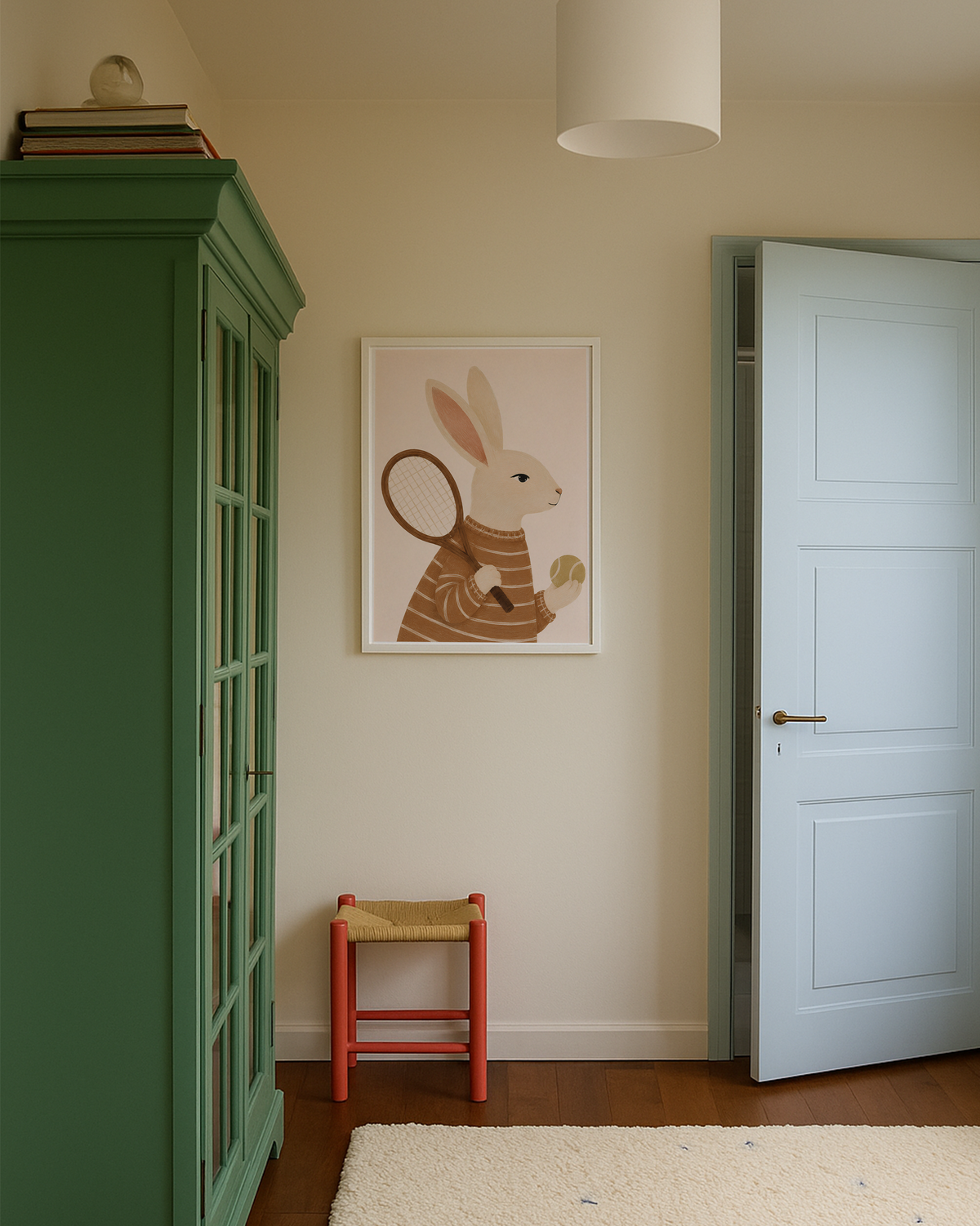 Bunny Tennis Wall Art Poster