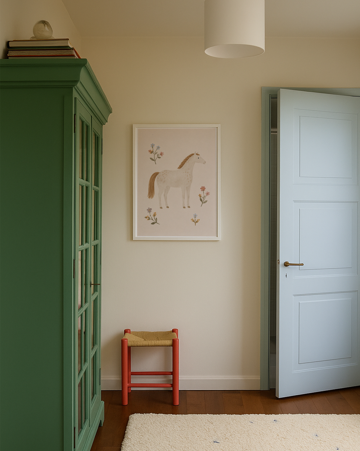 Floral Horse Wall Art Poster