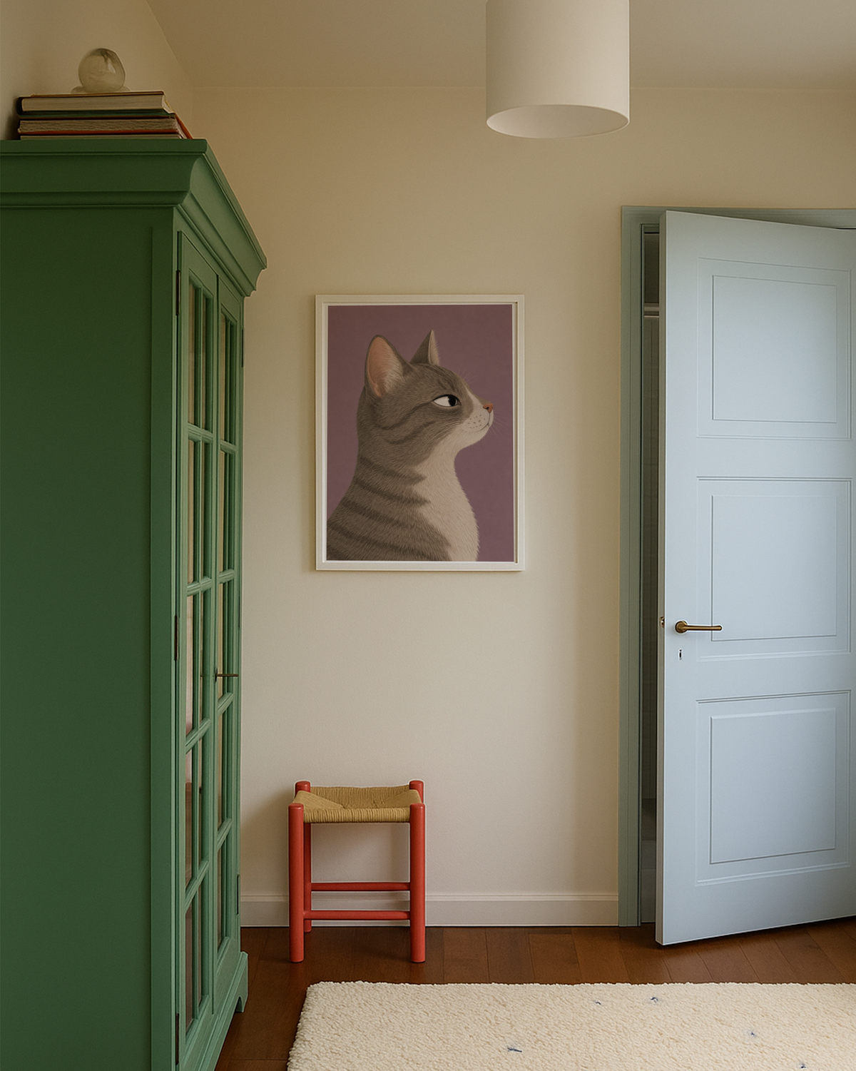 Gray Tabby Cat Wall Art Poster