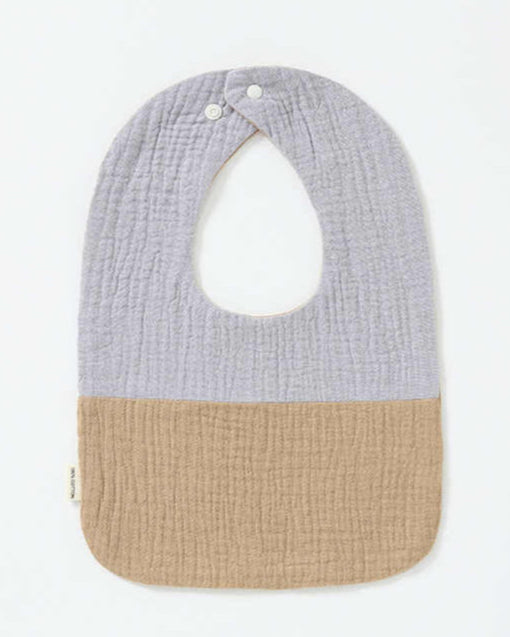 Baby Bib - Purple & Khaki