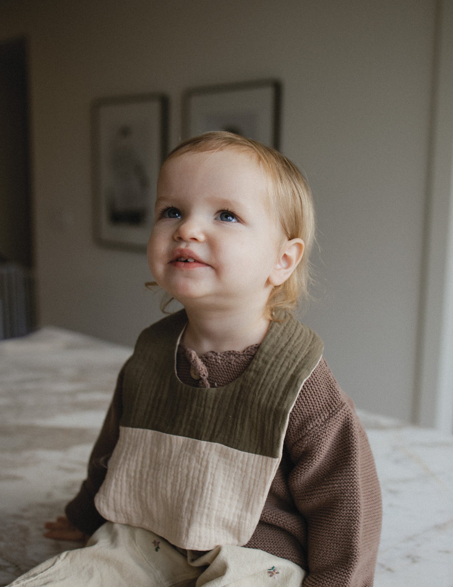 Baby Bib - Olive & Sand