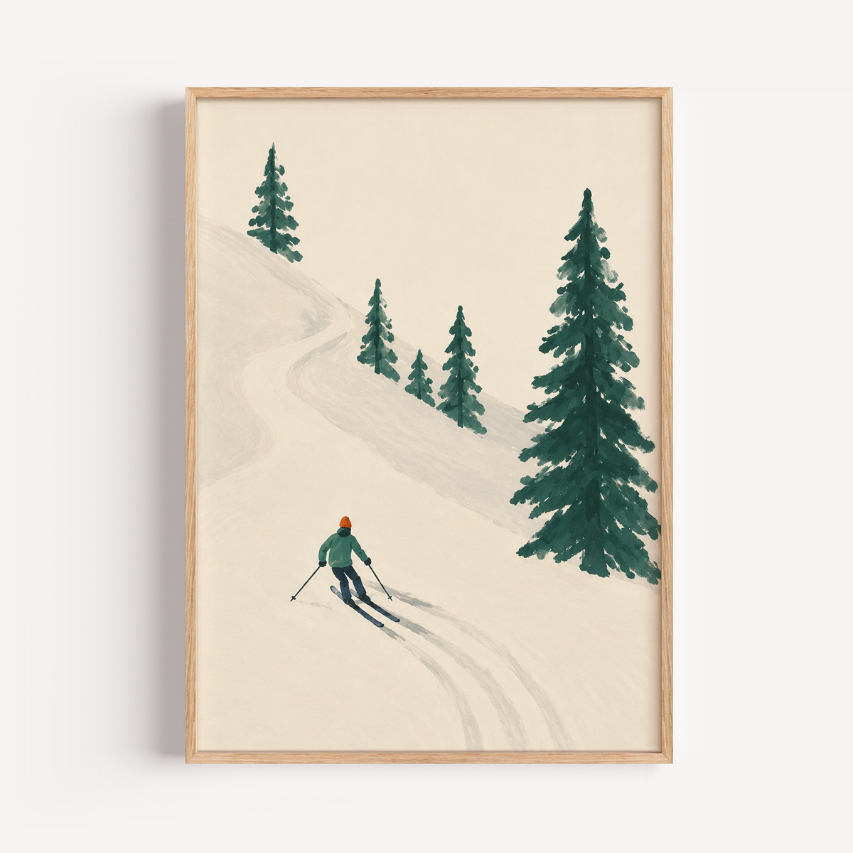 Skiing Mountain Wall Art Poster