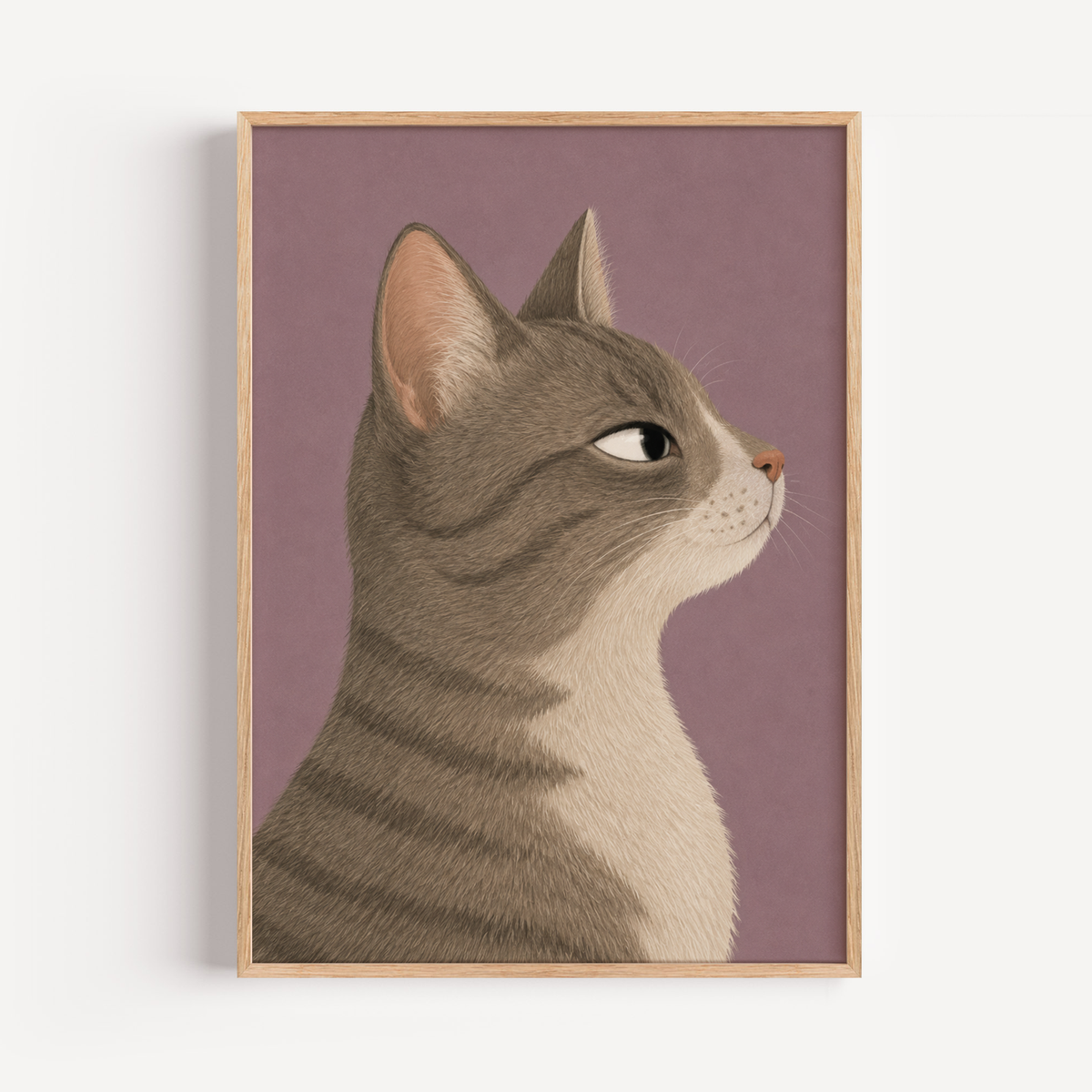 Gray Tabby Cat Wall Art Poster