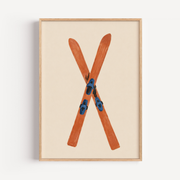Crossed Ski Wall Art Poster
