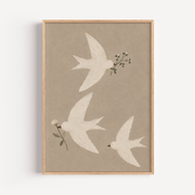 Bird Wildflower Wall Art Poster