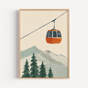 Mountain Cable Car Wall Art Poster