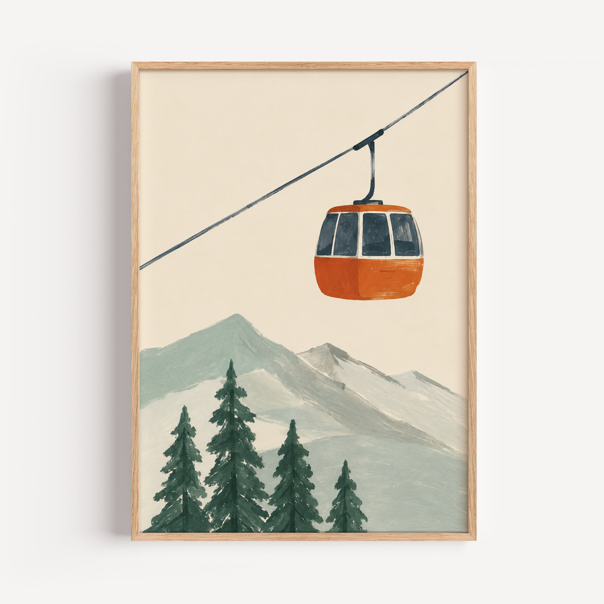 Mountain Cable Car Wall Art Poster