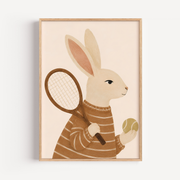 Bunny Tennis Wall Art Poster