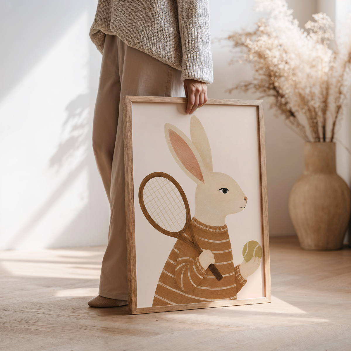 Bunny Tennis Wall Art Poster