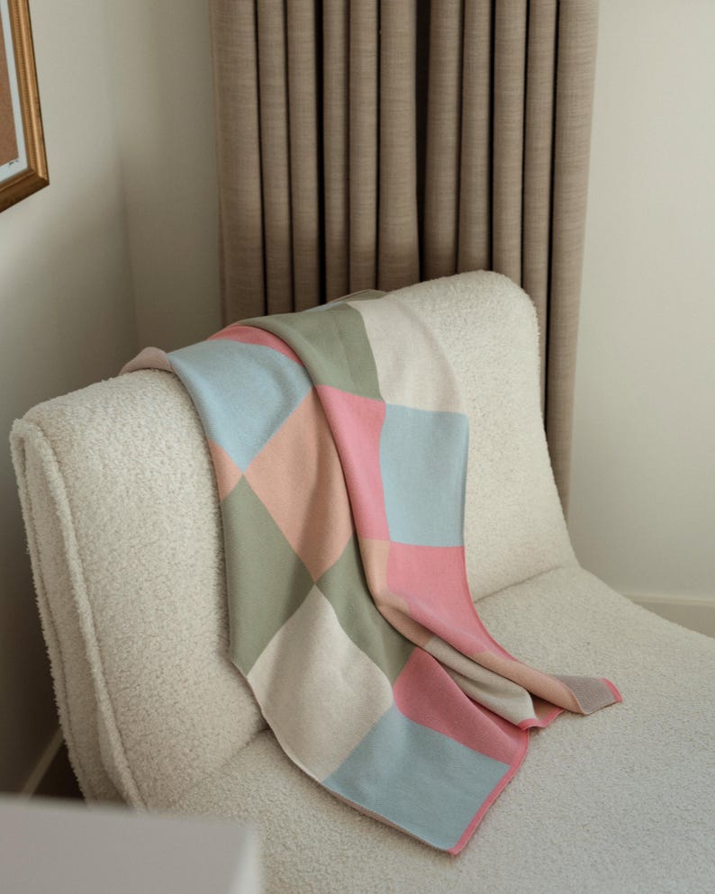 Pastel Checkered Cotton Baby Blanket
