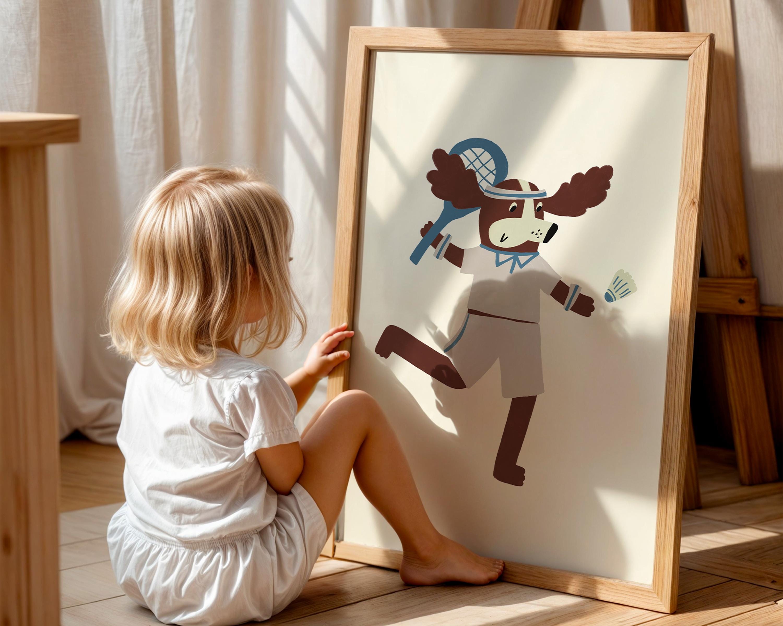 Dog Playing Tennis Poster