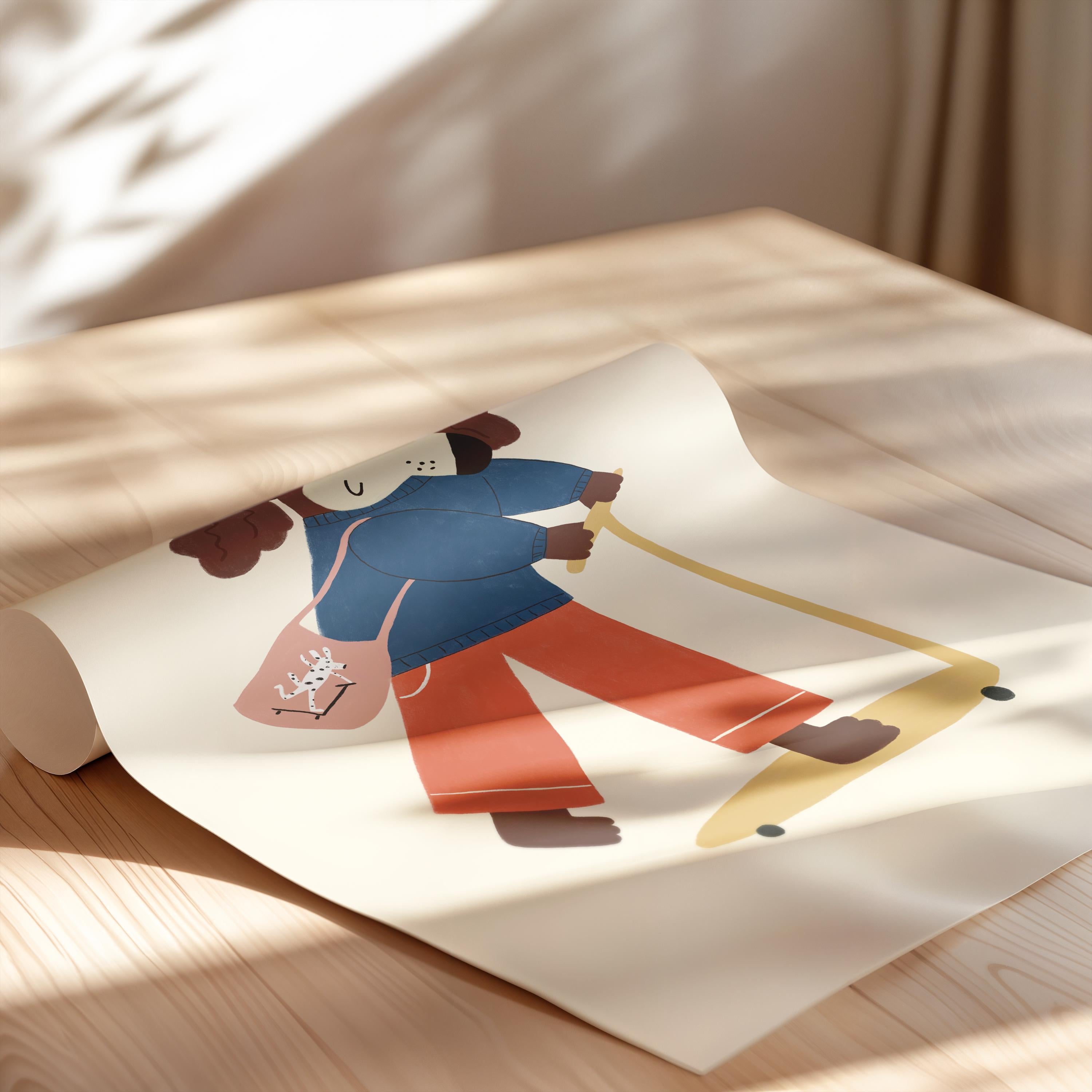 Dog on Skateboard Poster