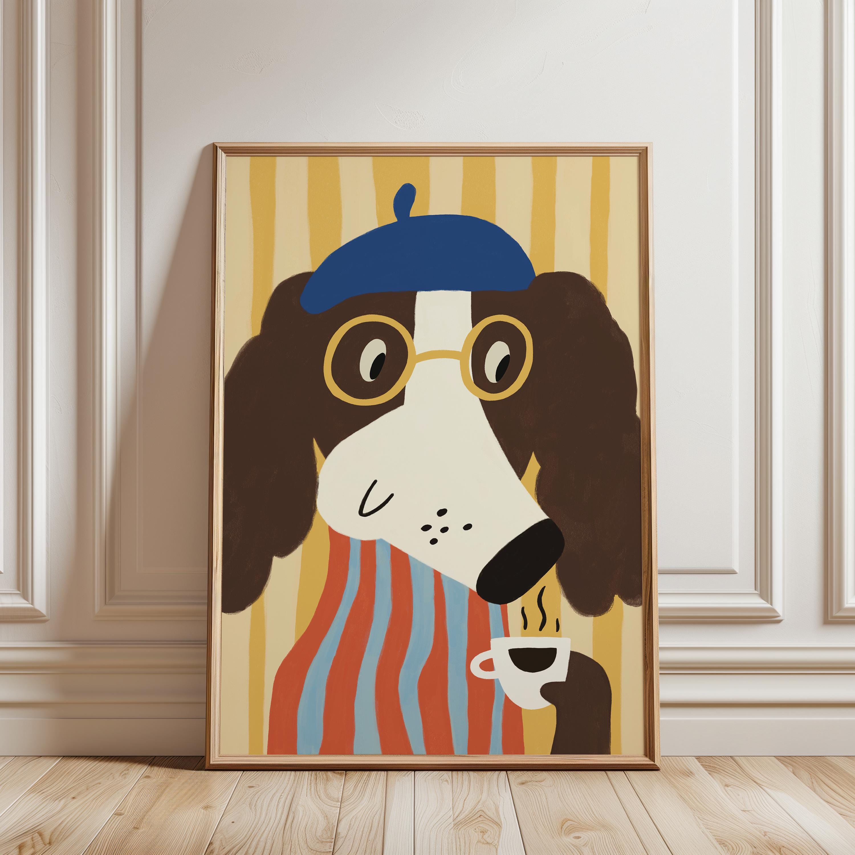 Dog Taking Tea Poster