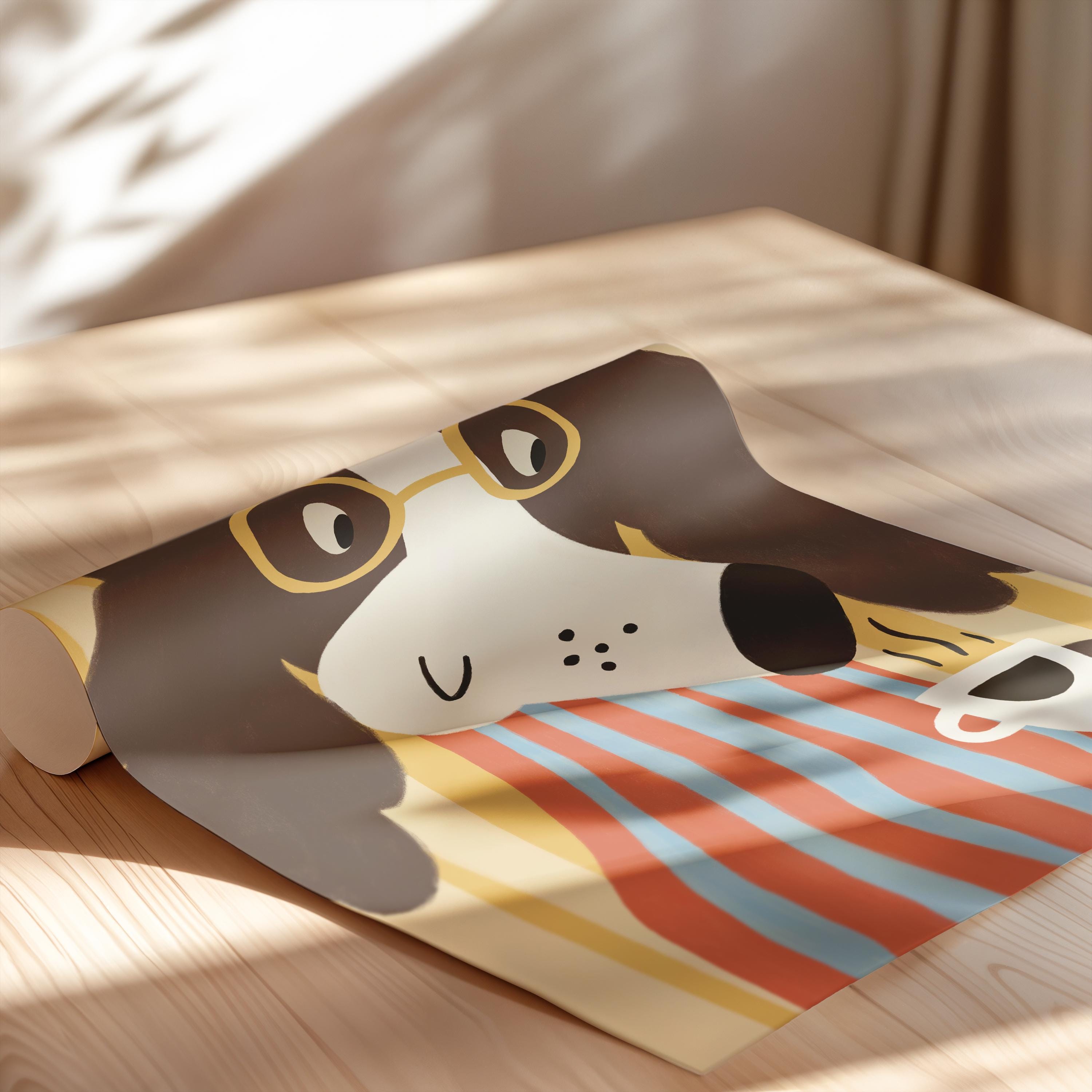 Dog Taking Tea Poster
