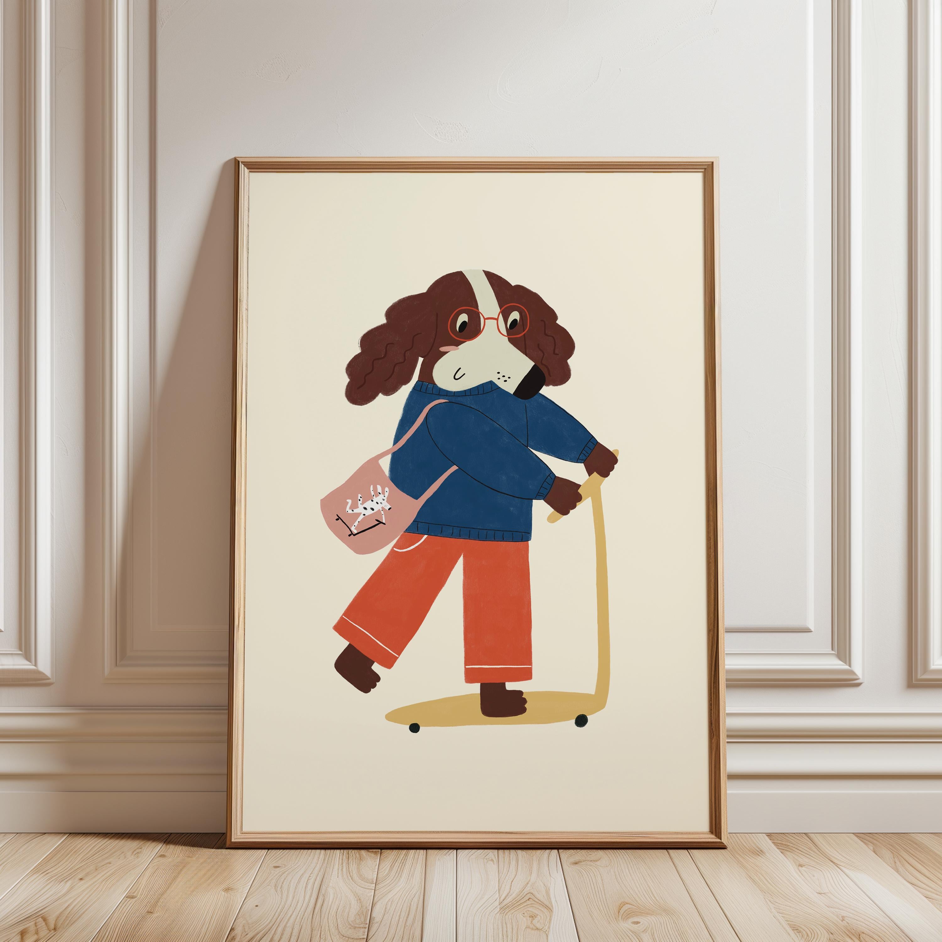 Dog on Skateboard Poster