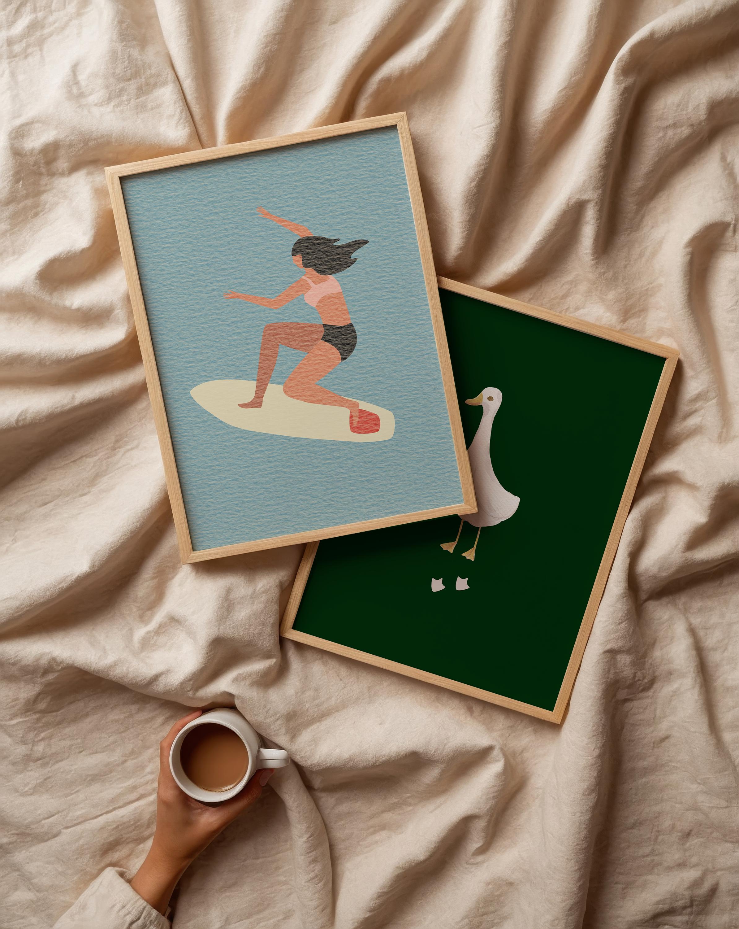 Surfing Girl Poster
