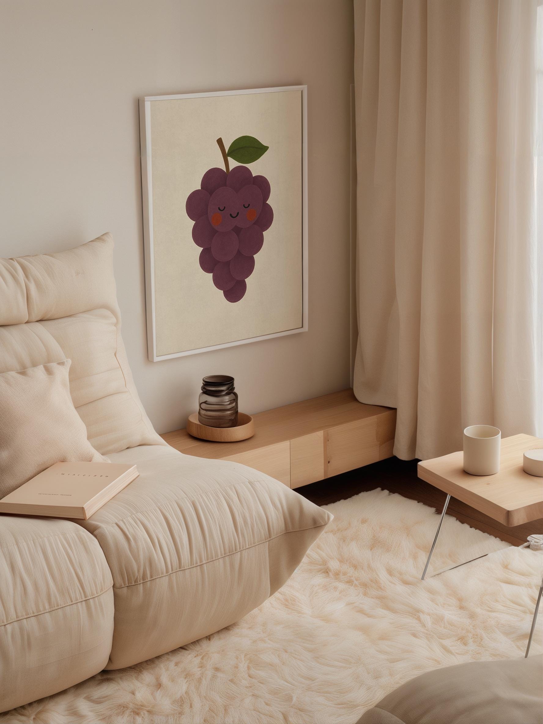 Cute Smiling Grapes Poster