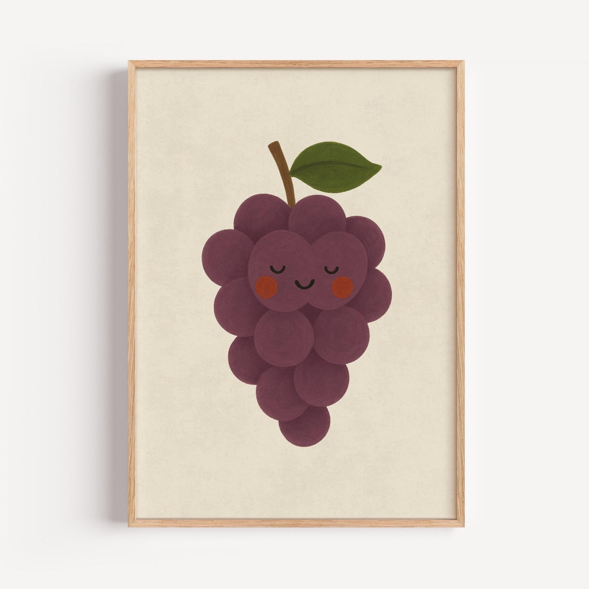 Cute Smiling Grapes Poster