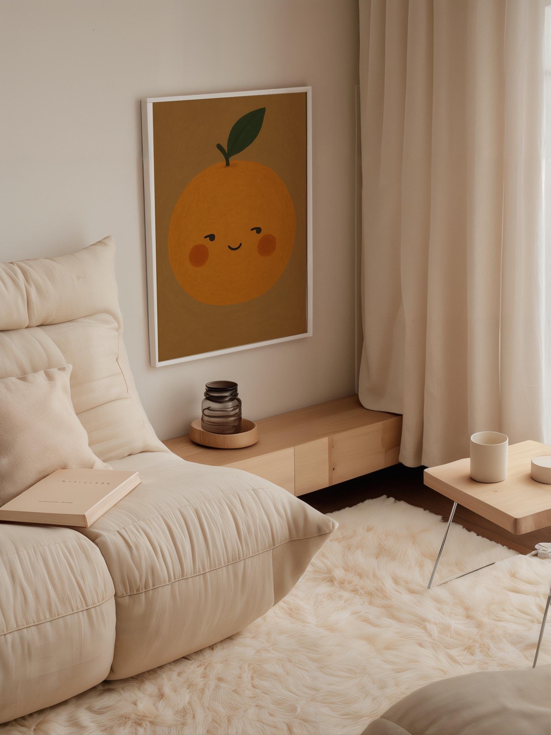 Smiling Orange Fruit Poster