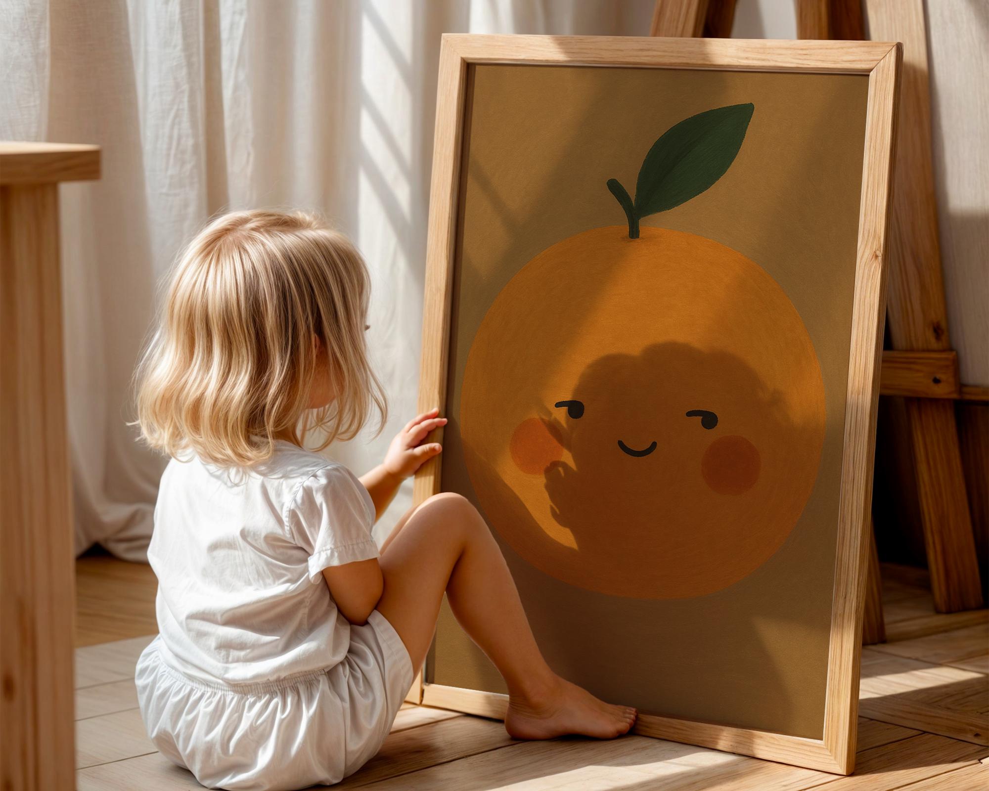 Smiling Orange Fruit Poster
