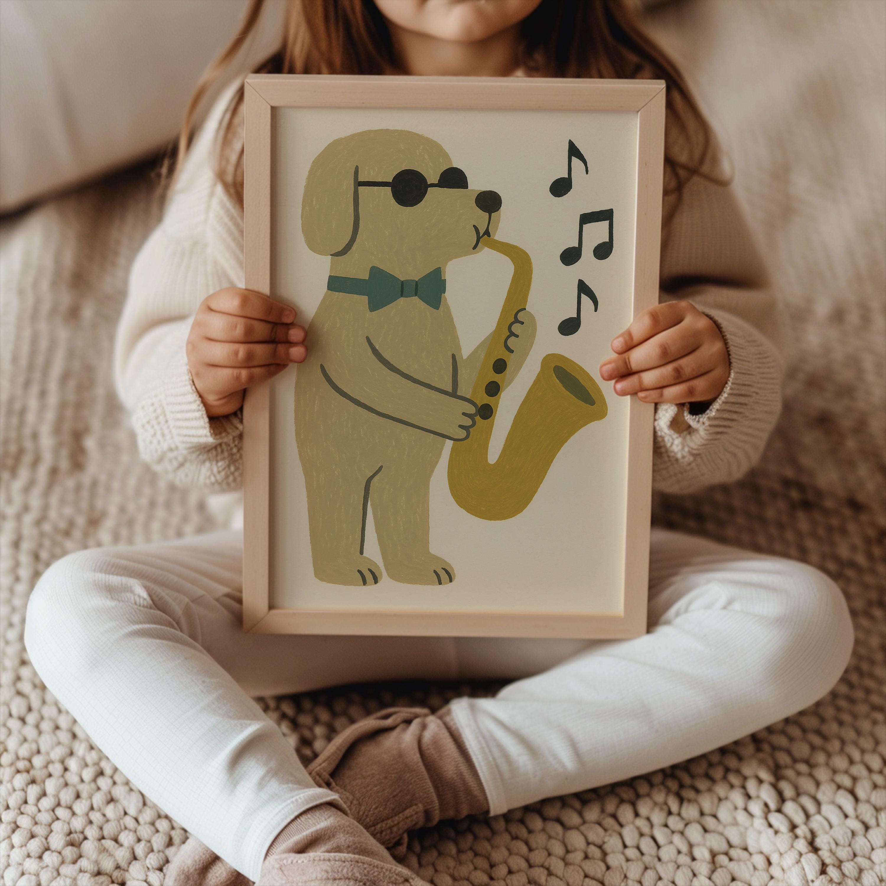 Cool Jazz Music Dog Print Poster