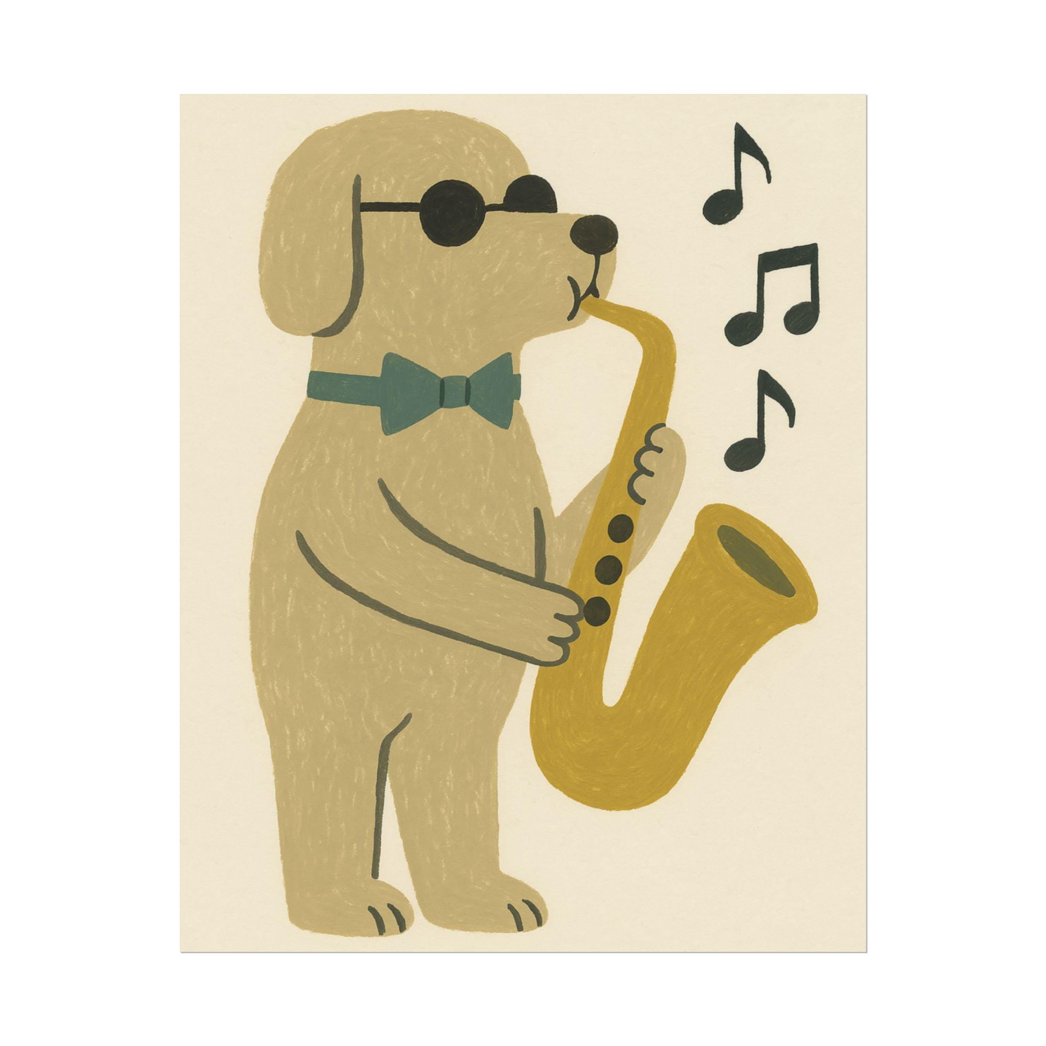 Cool Jazz Music Dog Print Poster