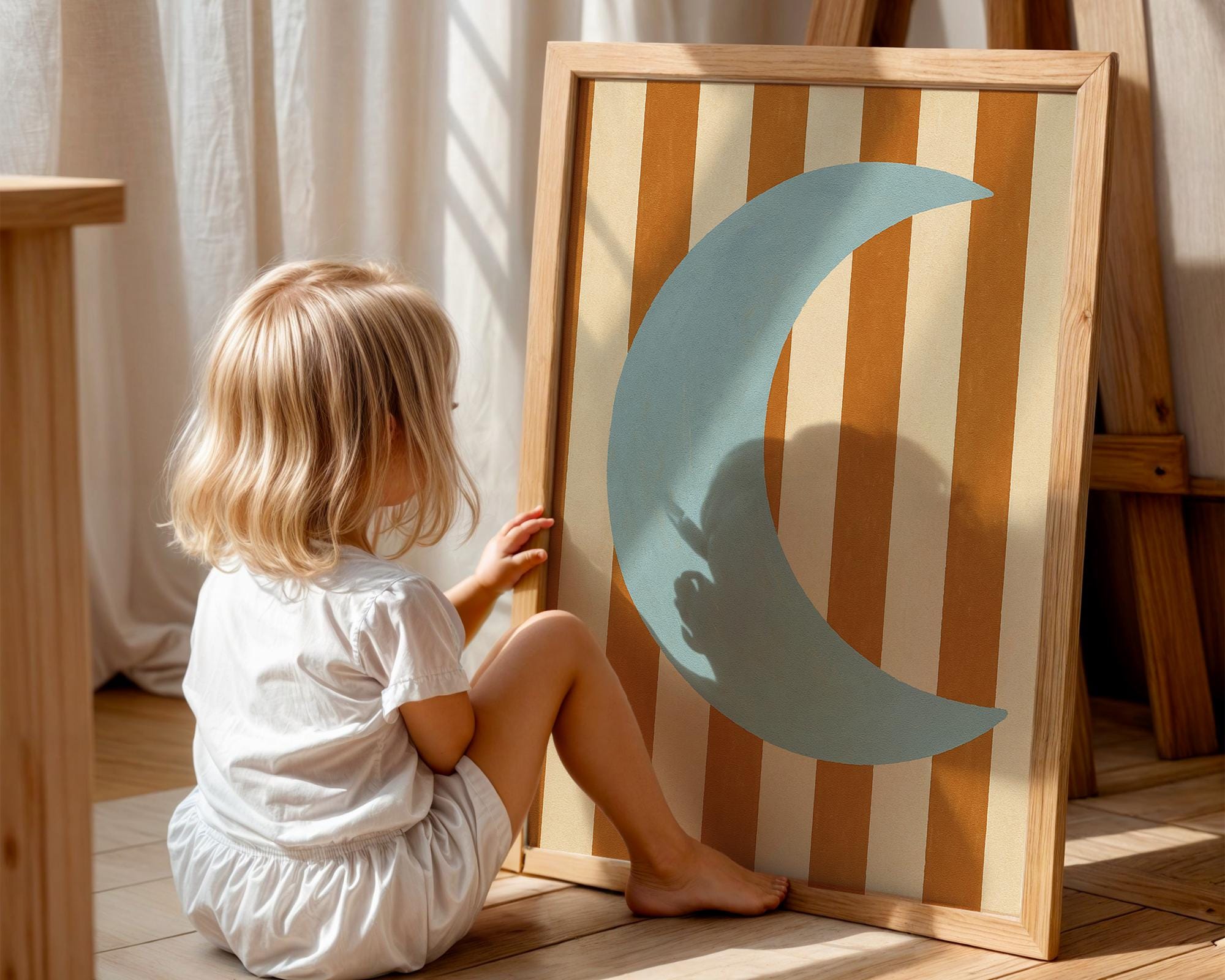 Blue Crescent Moon Poster